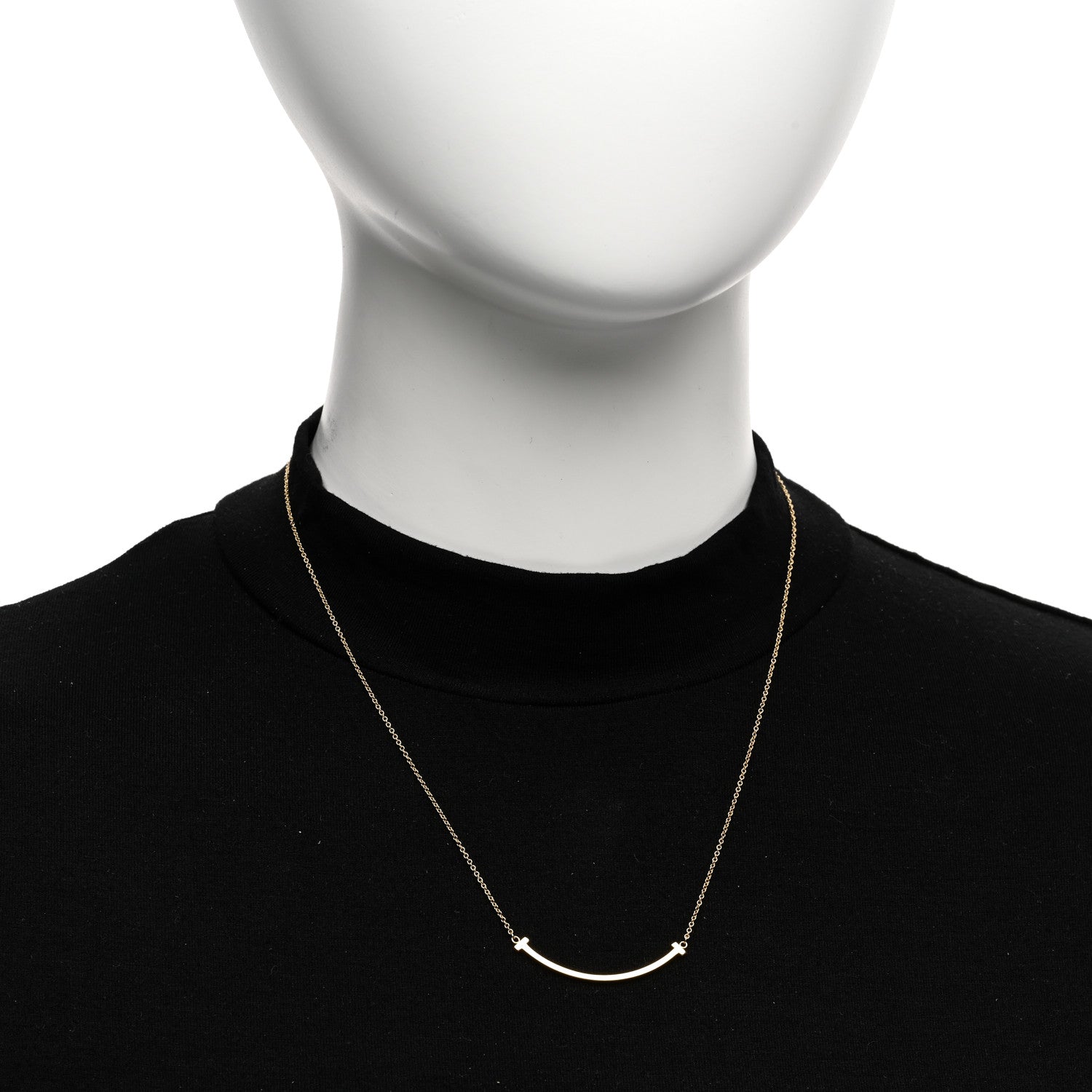 Tiffany 18K Yellow Gold Small T Smile Pendant Necklace 2 of 5