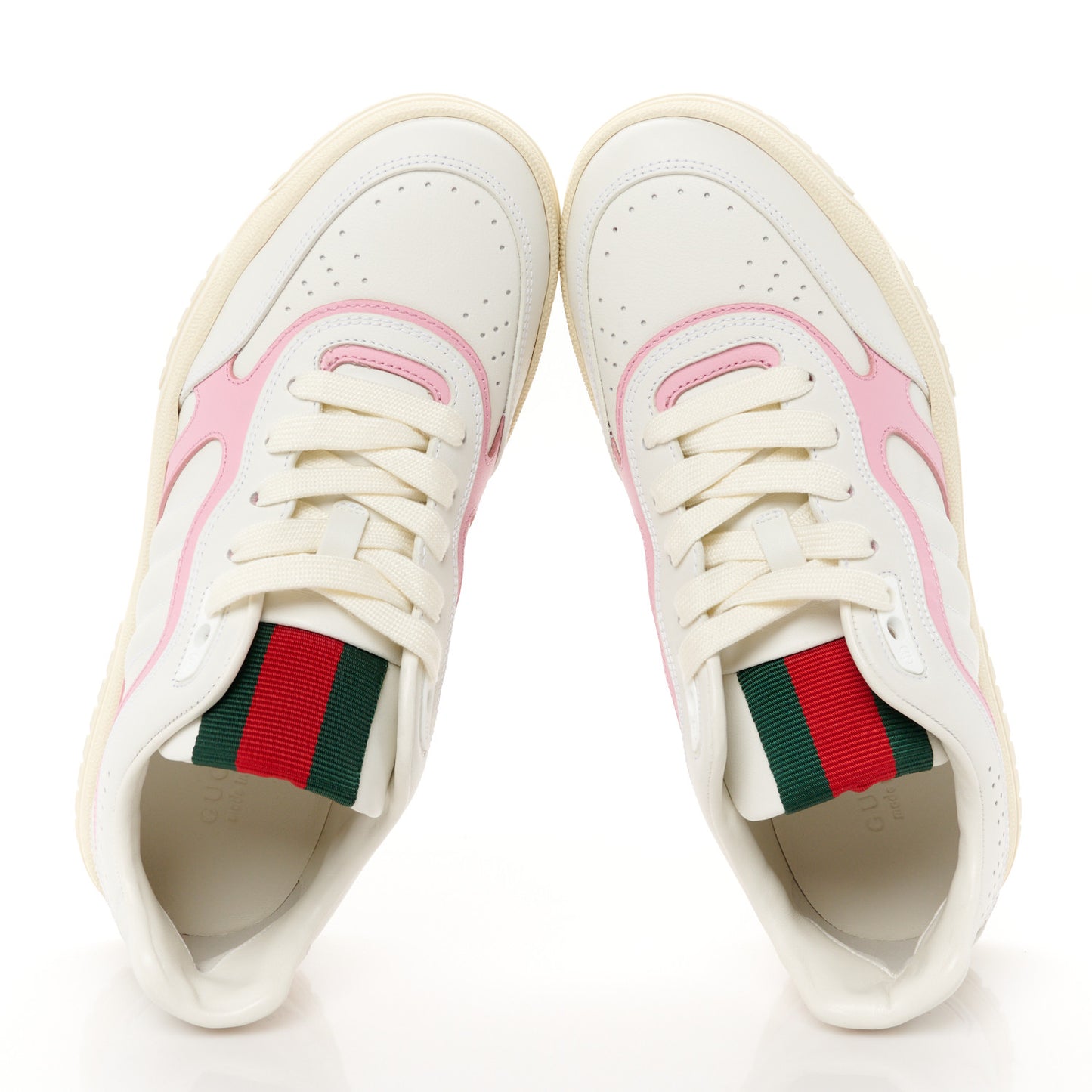 Calfskin Womens Re-Web Sneakers 38 White Pink
