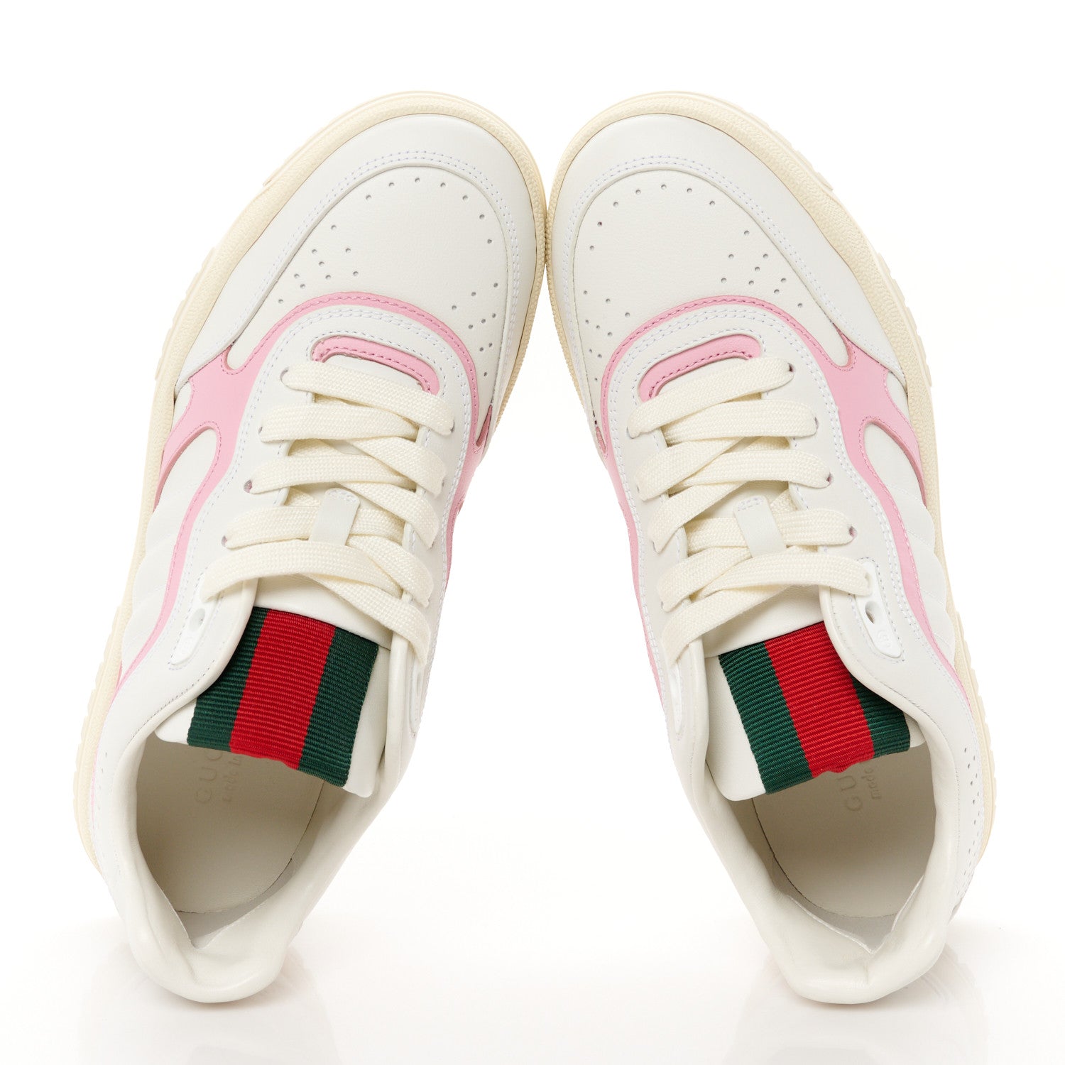 Gucci Calfskin Womens Re-Web Sneakers 38 White Pink 2 of 12