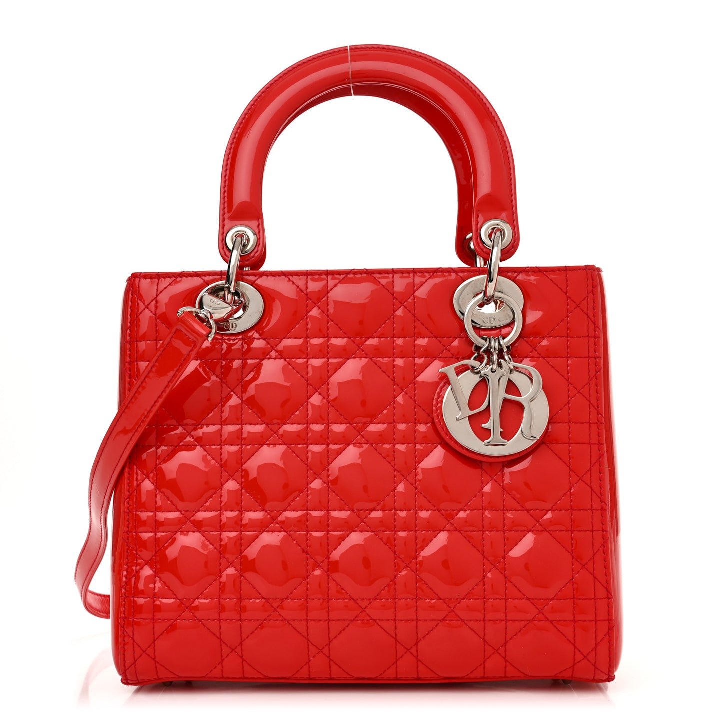 Patent Cannage Medium Lady Dior Fuchsia