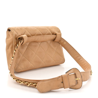 Chanel Lambskin Quilted Flap Waist Belt Bag 65 26 Beige 3 of 19