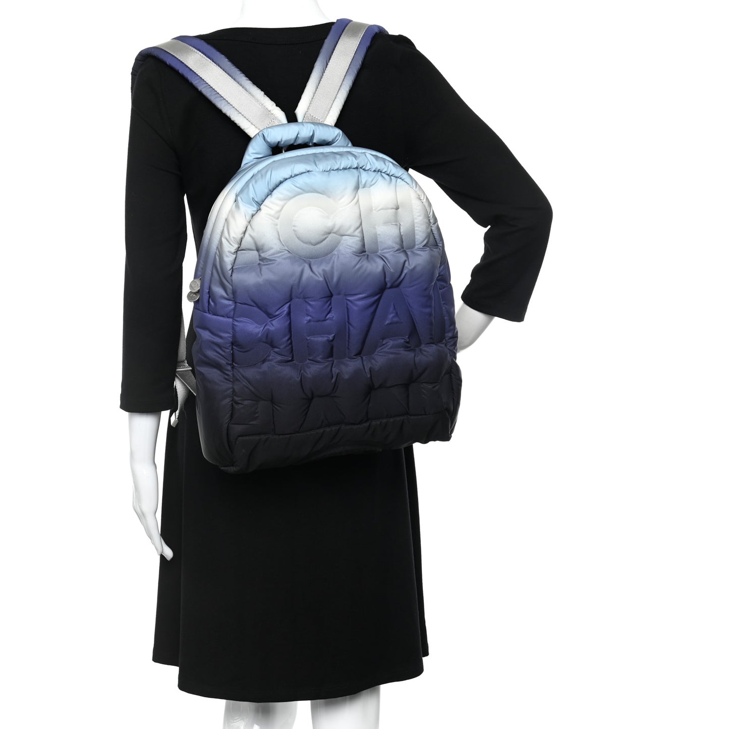 Nylon Embossed Small Doudoune Backpack Black Blue White