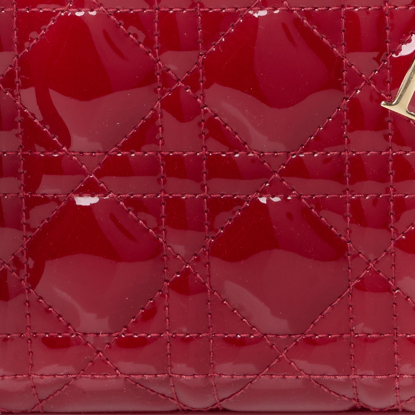Patent Cannage Mini Lady Dior Red