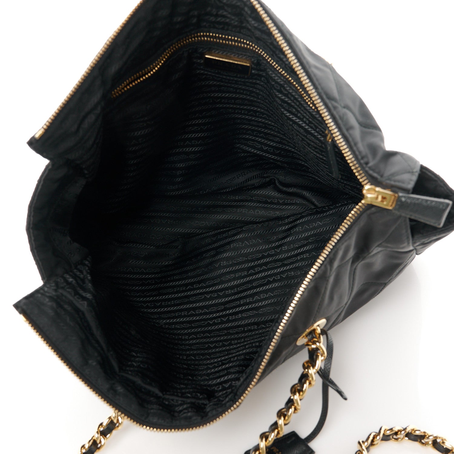 Prada Re-Nylon Impunturato Saffiano Triangle Stitched Re-Edition 1995 Chaine Large Shoulder Bag Black 5 of 11