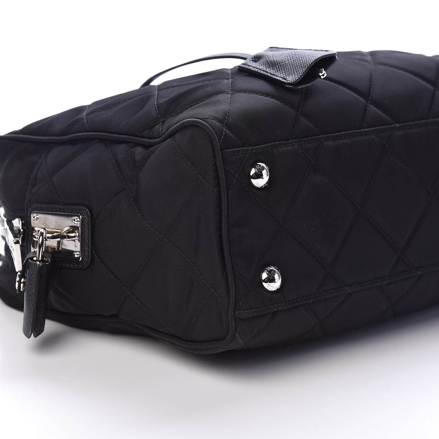 Prada Nylon Tessuto Impuntu Quilted Shoulder Bag Black 7 of 8