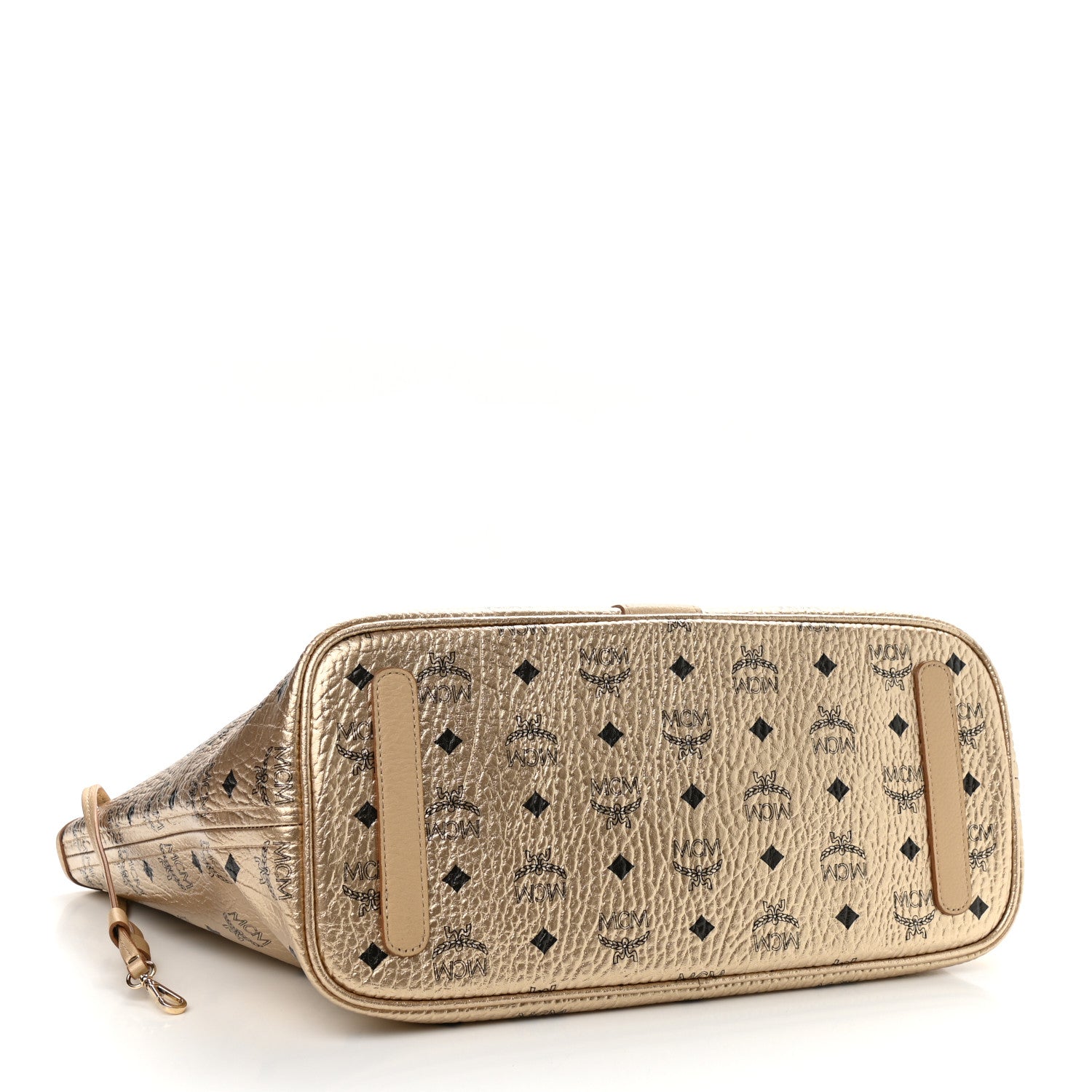 MCM Metallic Visetos Medium Liz Reversible Shopper Tote Gold 7 of 15