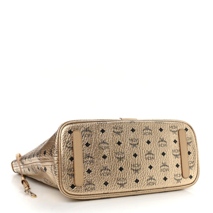 MCM Metallic Visetos Medium Liz Reversible Shopper Tote Gold 7 of 15