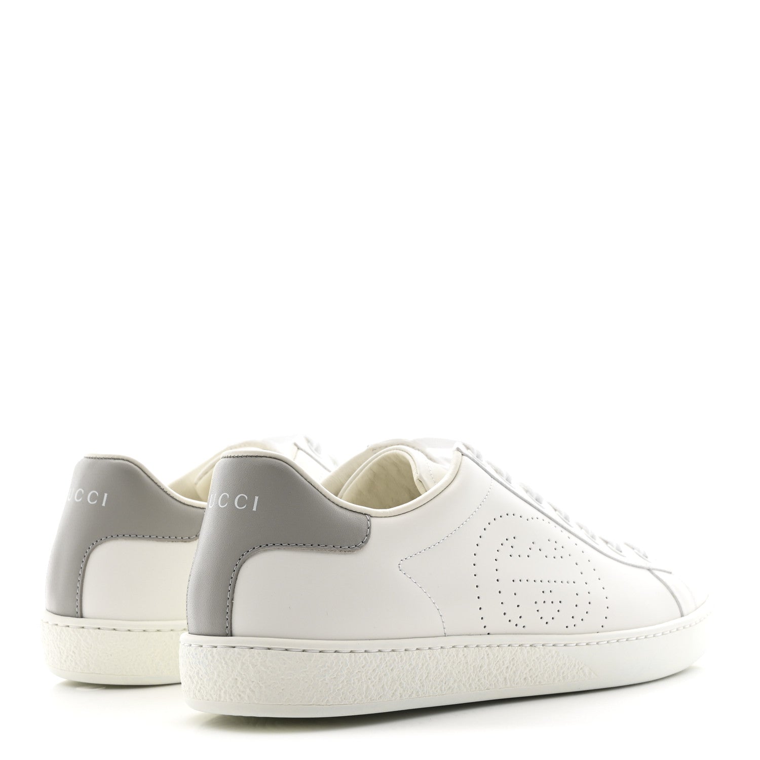 Gucci Calfskin Interlocking G Perforated Womens Ace Sneakers 38.5 White Grey Sky 5 of 10