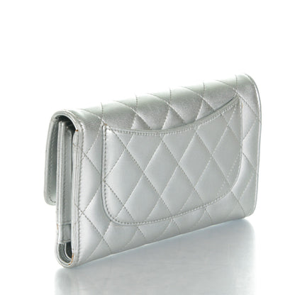 Chanel Metallic Lambskin Quilted Large Flap Wallet Silver 3 of 13