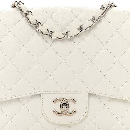 Chanel Caviar Quilted Jumbo Single Flap White 5 of 13