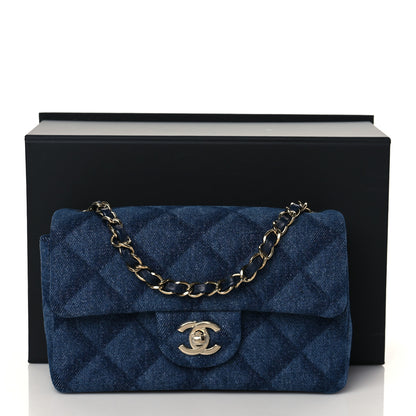 Chanel Printed Denim Quilted Mini Rectangular Flap Dark Blue 11 of 11
