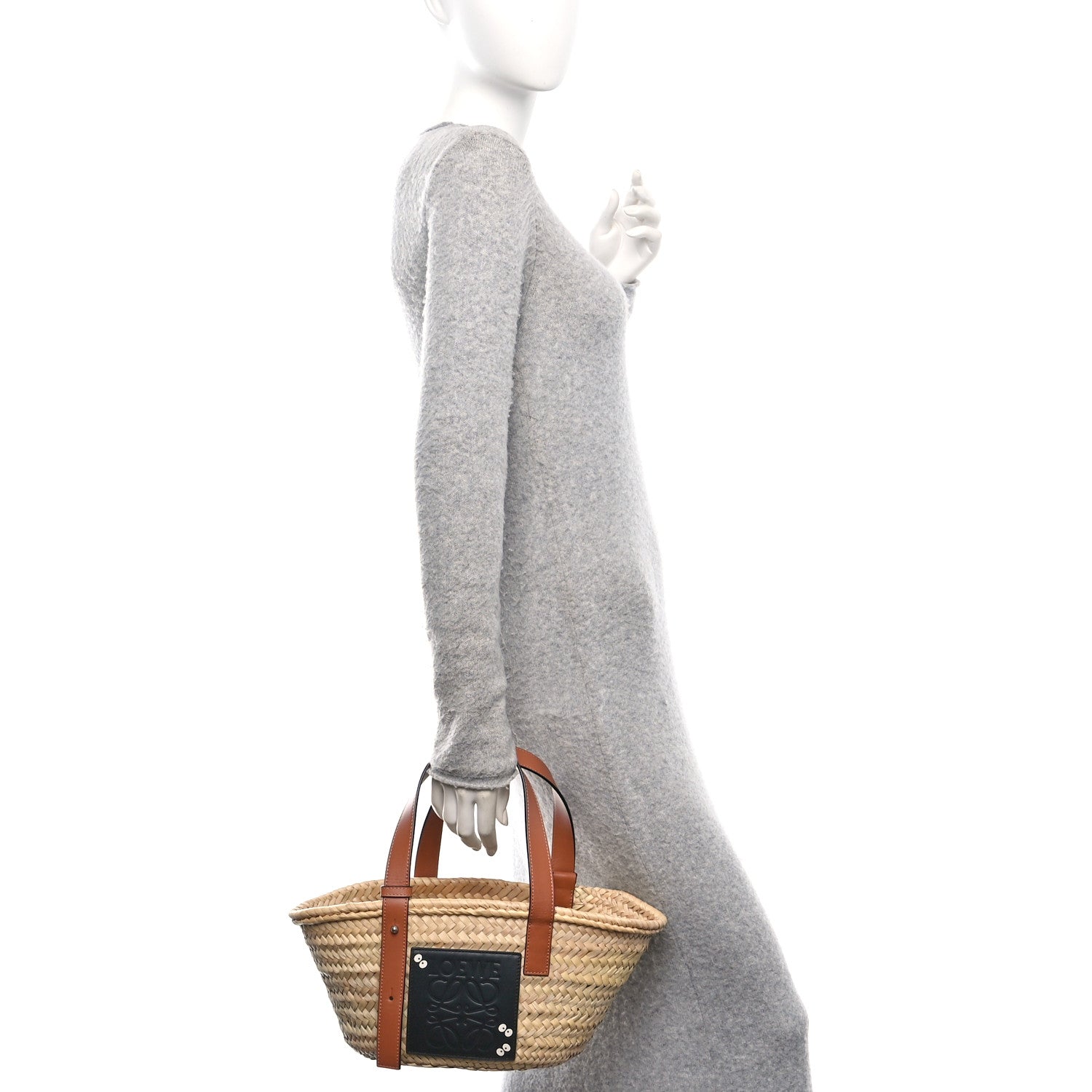 Loewe X MY NEIGHBOR TOTORO Raffia Small Dust Bunnies Basket Tote Bag Black Tan 2 of 10