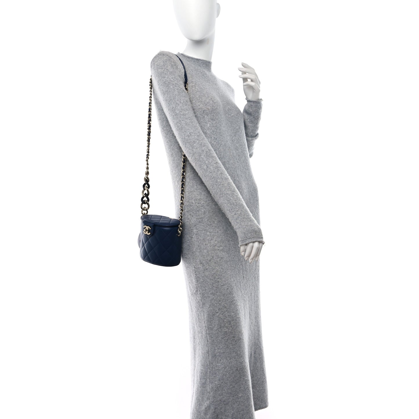 Lambskin Resin Elegant Chain Vanity Case Blue