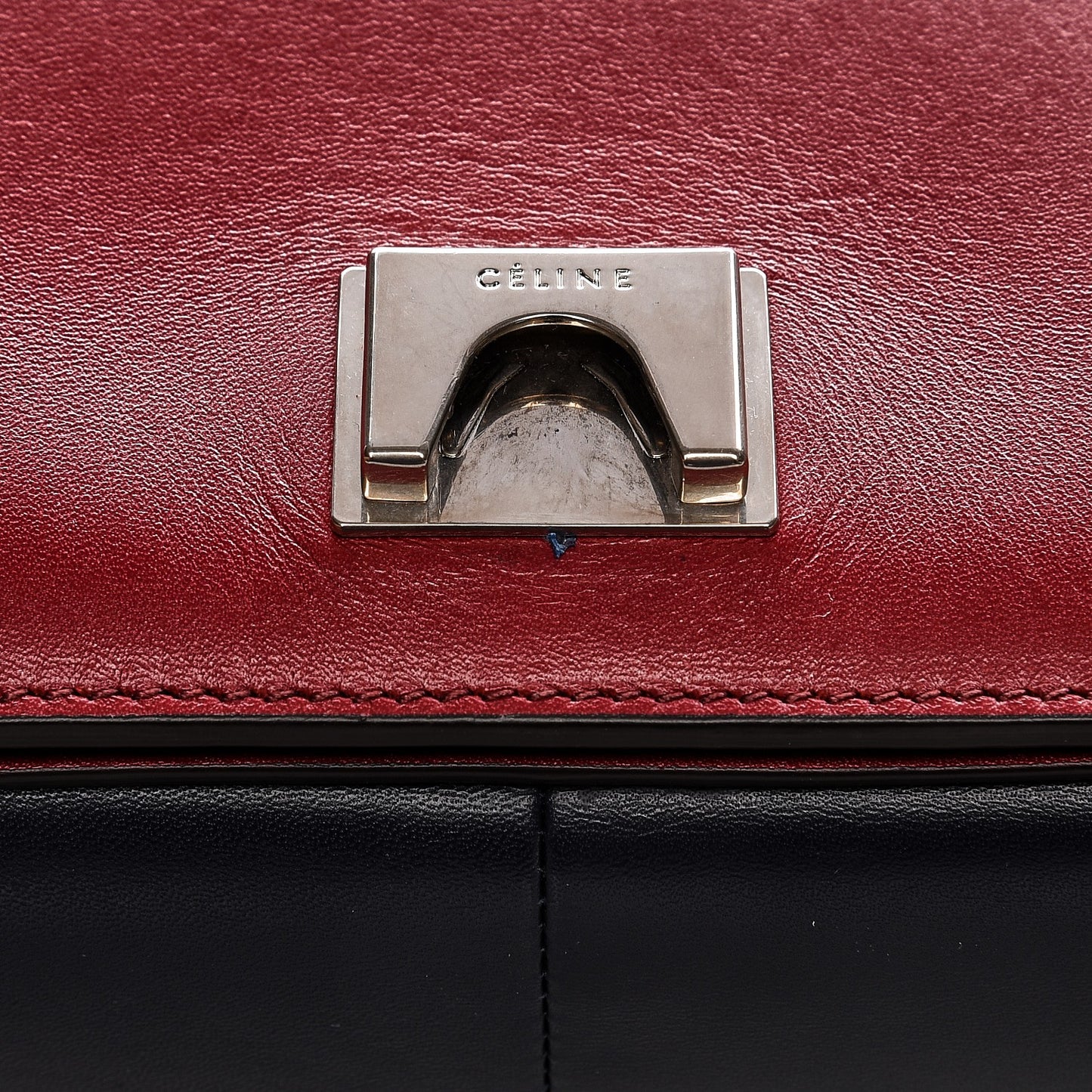 Shiny Smooth Calfskin Medium Frame Shoulder Bag Red Navy