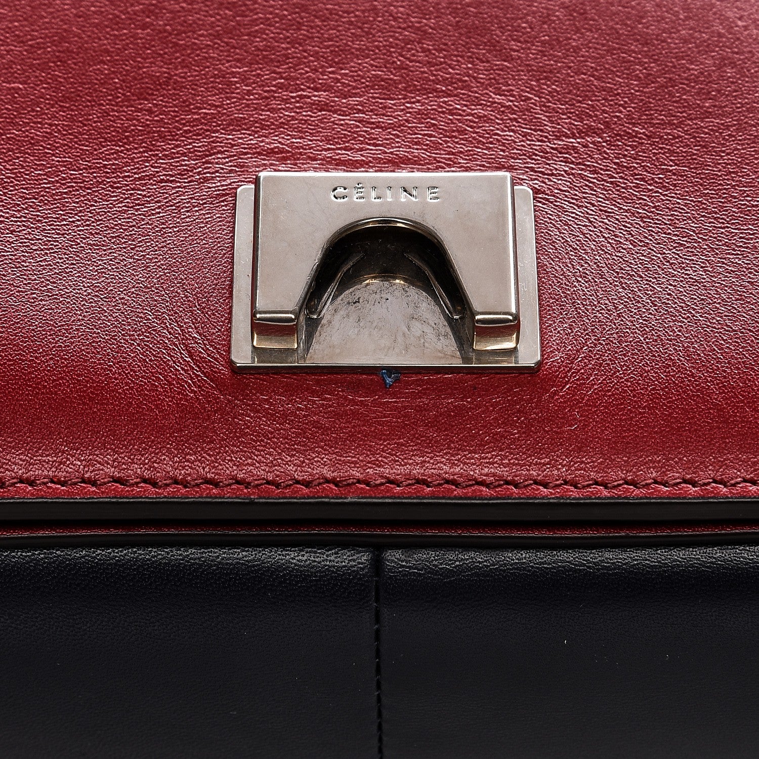 Celine Shiny Smooth Calfskin Medium Frame Shoulder Bag Red Navy 10 of 10