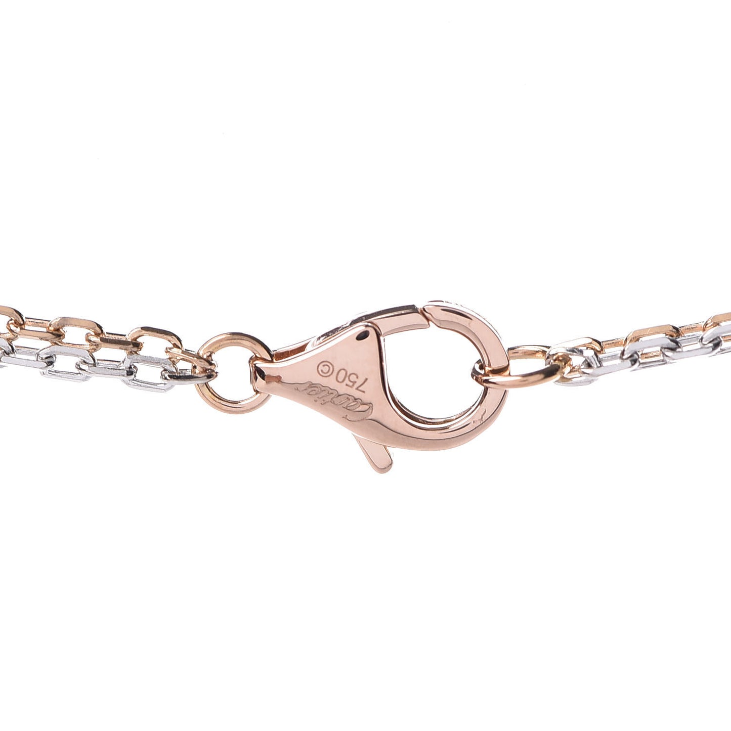 18K White Pink Gold Diamond Three Ring LOVE Pendant Necklace