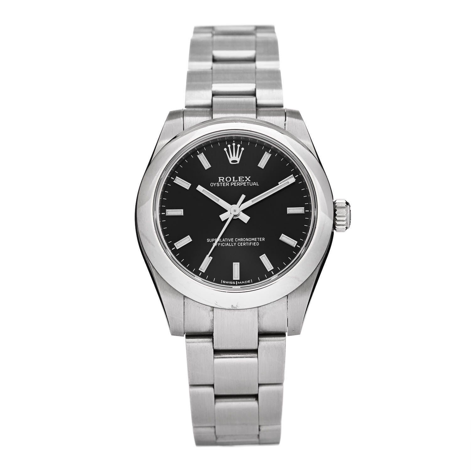 Rolex Stainless Steel 31mm Oyster Perpetual Watch Black 177200 1 of 5