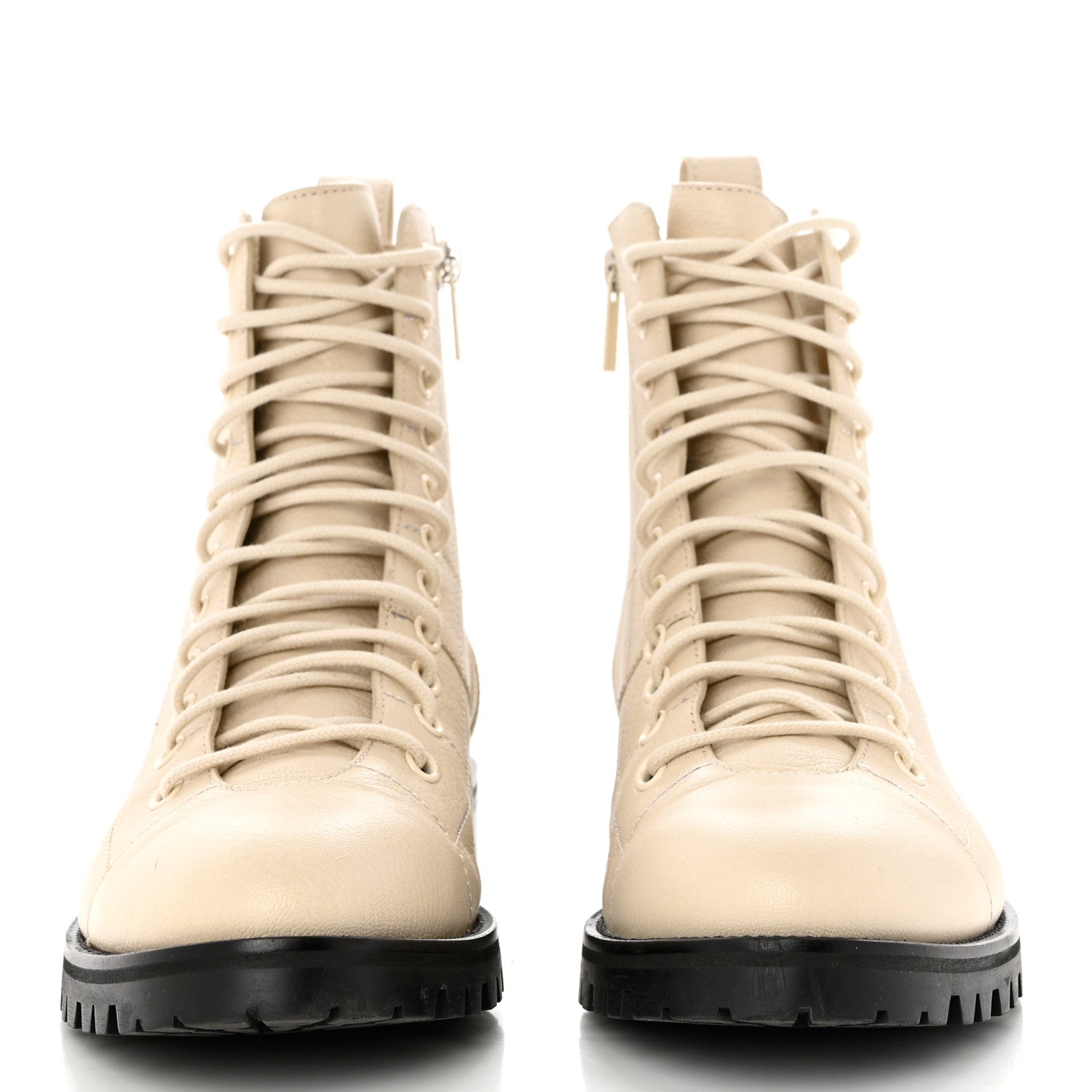 Jimmy Choo Grainy Calfskin Cruz Flat Ankle Booties 38.5 Cream 2 of 10