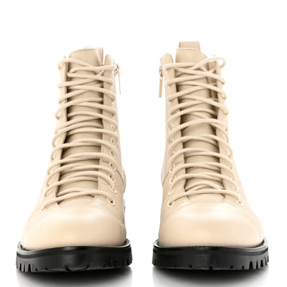 Jimmy Choo Grainy Calfskin Cruz Flat Ankle Booties 38.5 Cream 2 of 10