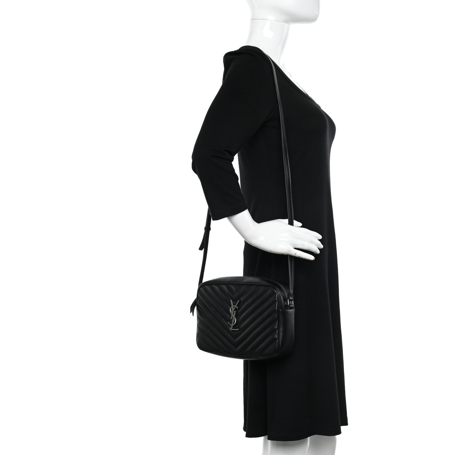 Saint Laurent Calfskin Matelasse Monogram Lou Camera Bag Black 2 of 10