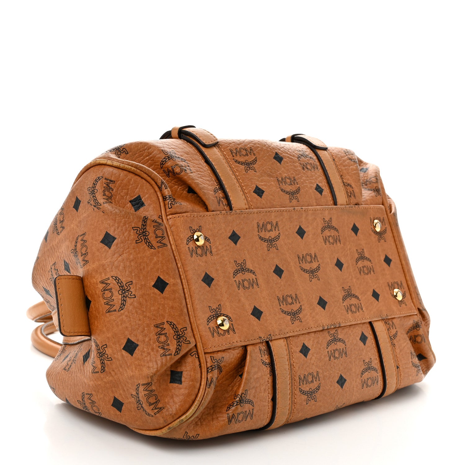 MCM Visetos Boston Bag Cognac 1689499 – FASHIONPHILE