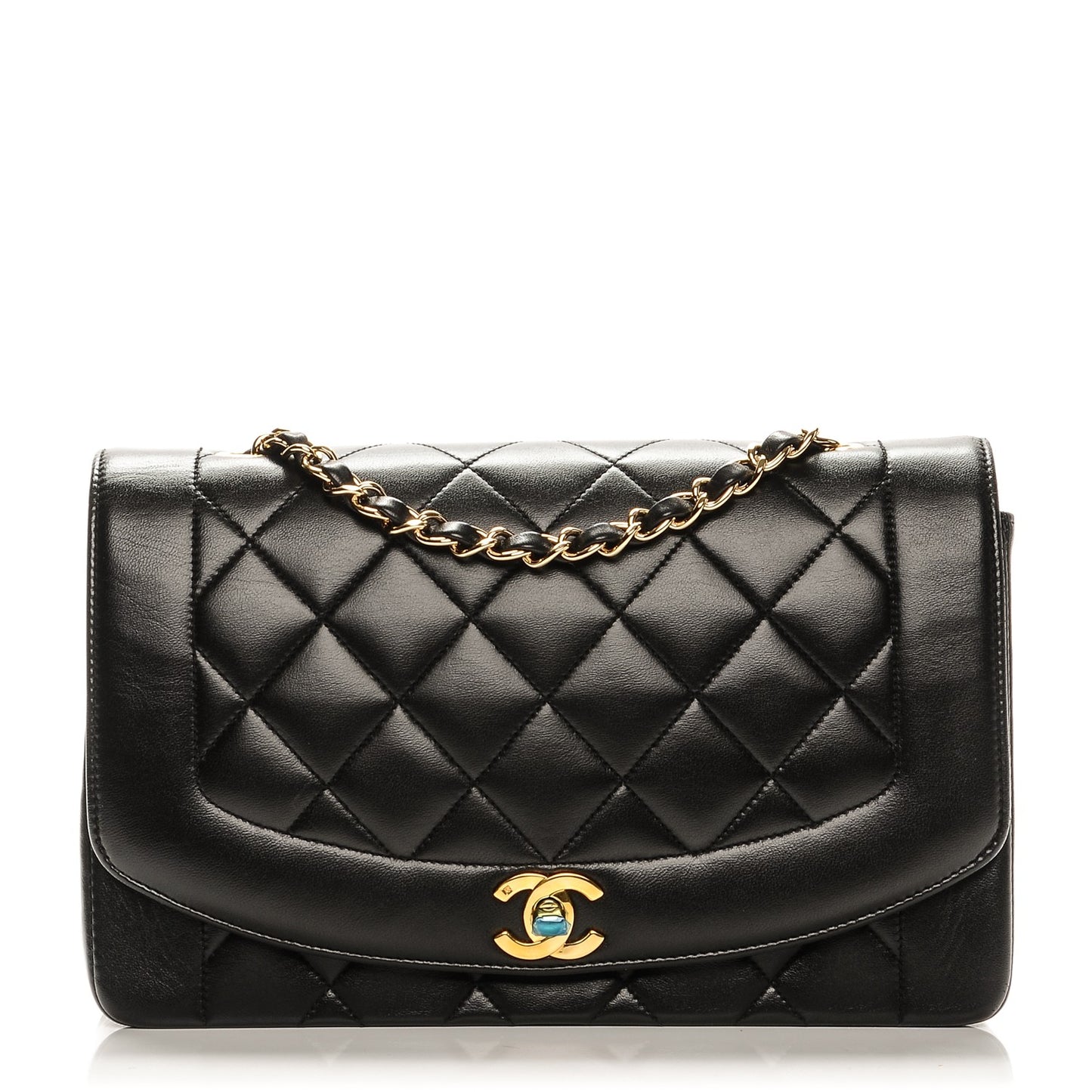 Lambskin Medium Single Flap Black