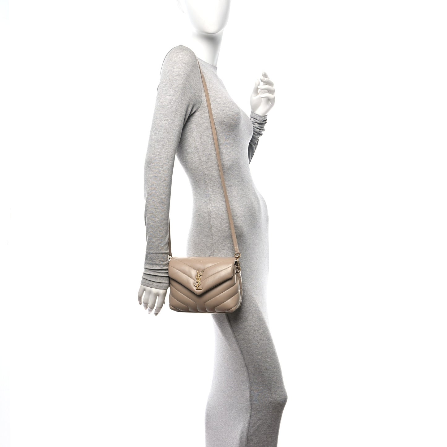 Calfskin Y Quilted Monogram Toy Loulou Crossbody Bag Taupe