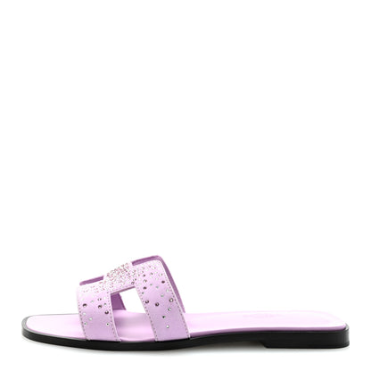 Hermes Suede Goatskin Crystal Oran Sandals 37 Violet Amethyste 1 of 10
