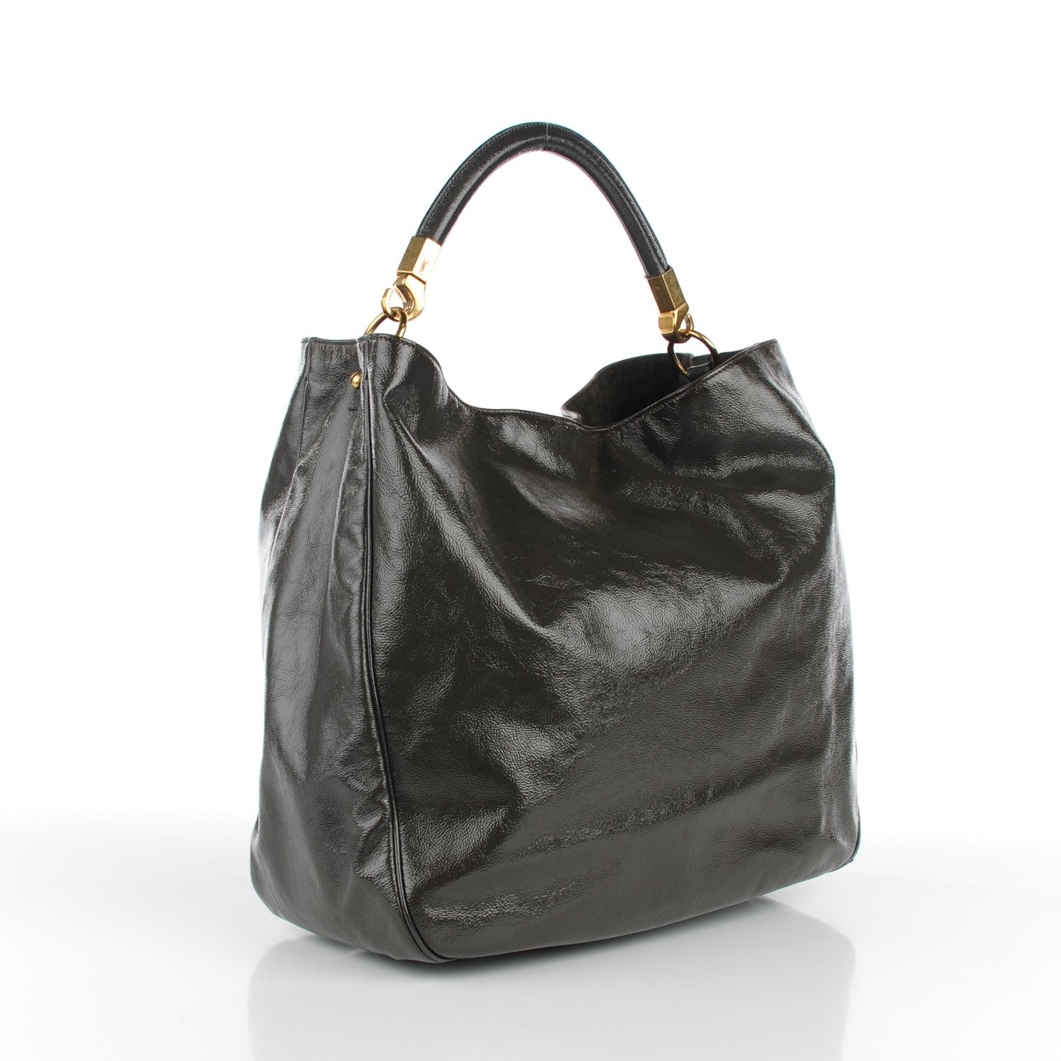 Saint Laurent Textured Patent Large Roady Hobo Grey 3 of 7