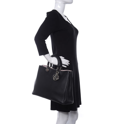 Christian Dior Smooth Calfskin Large Diorissimo Tote Black Rose Poudre 2 of 10