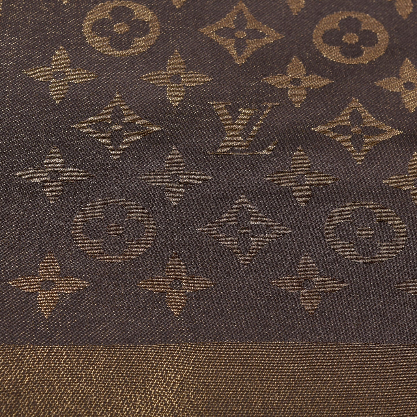 Silk Lurex Wool Monogram Shine Shawl Brown