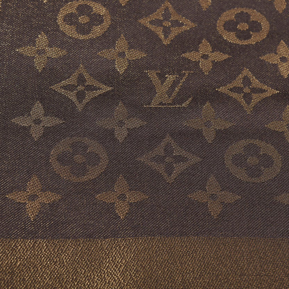 Louis Vuitton Silk Lurex Wool Monogram Shine Shawl Brown 2 of 4