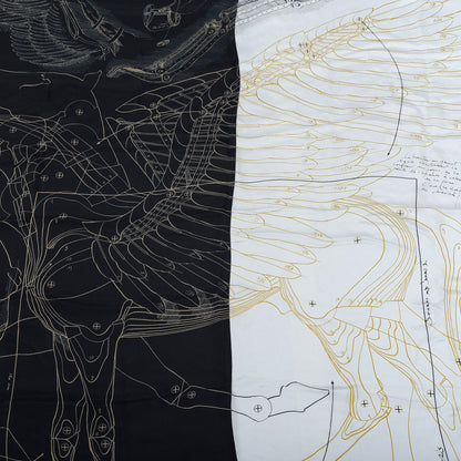 Hermes Silk Le Pegase d'Hermes Cut Wash 140 Scarf Black White Or 2 of 6