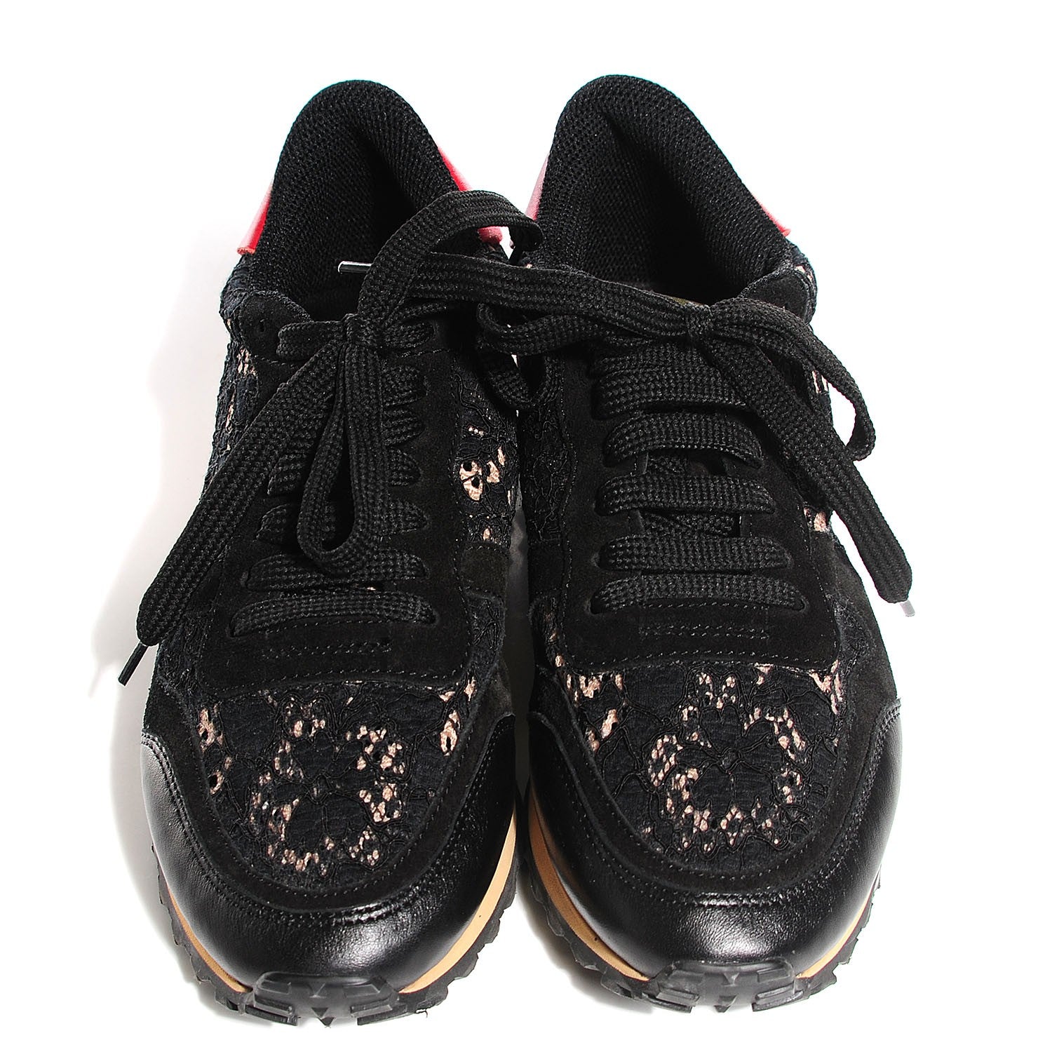 Valentino Garavani Macrame Lace Suede Womens Rockrunner Sneakers 36 Black 2 of 8