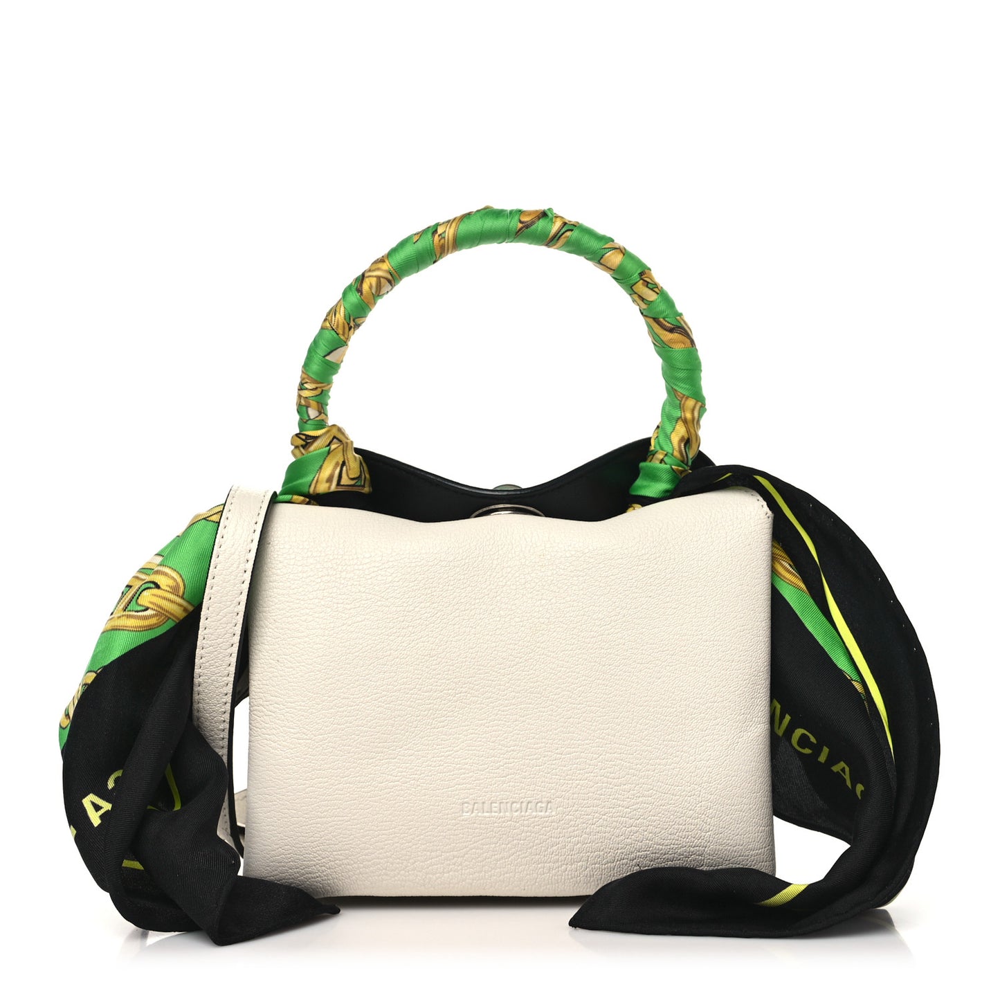 Goatskin XS Flap Scarf Top Handle Bag White