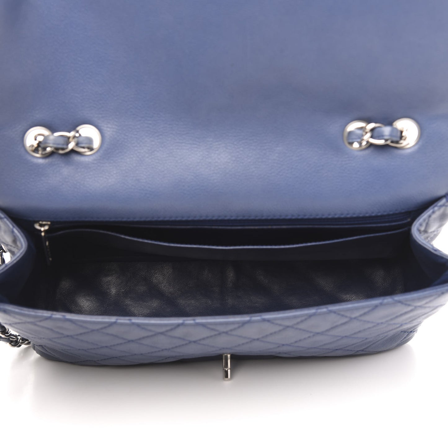Caviar Quilted Jumbo Single Flap Dark Blue