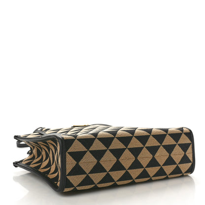 Prada Jacquard Saffiano Triangolo Symbole Embroidered Small Tote Black Corda 4 of 10