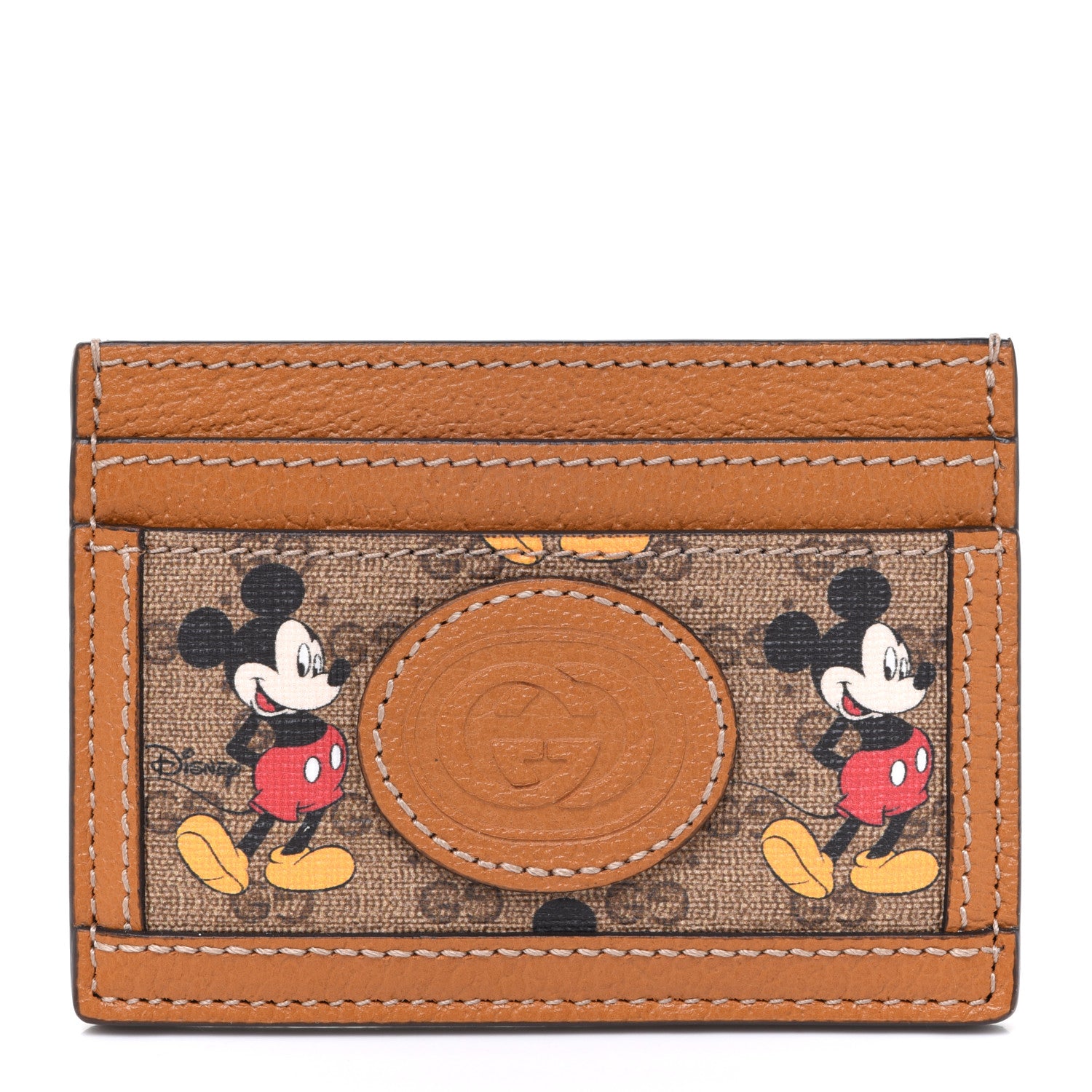 Gucci X DISNEY Mini Vintage GG Supreme Monogram Mickey Mouse Card Holder Beige Vintage Sun Oil 1 of 6