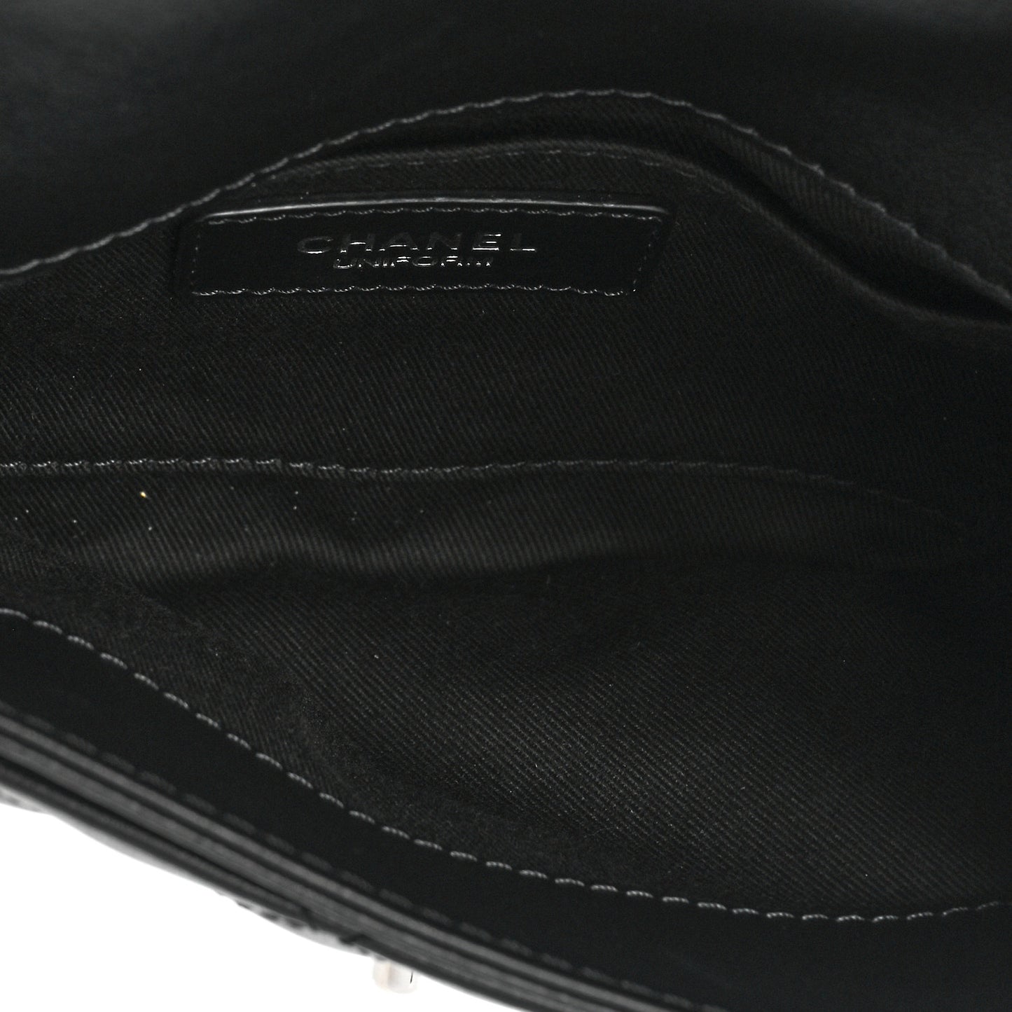 Calfskin Quilted CC Uniform Flap Belt Bag Black