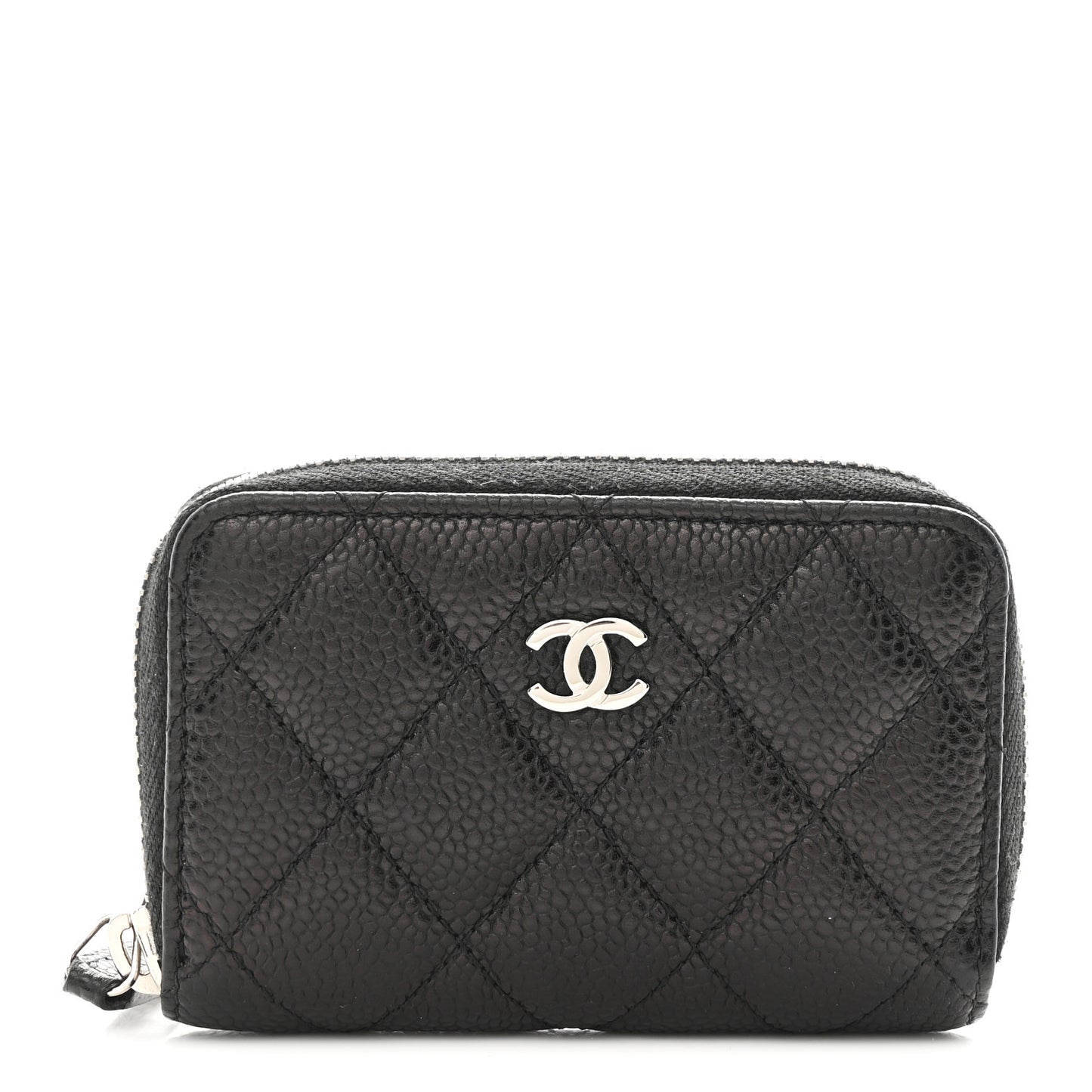 Caviar Quilted Zip Coin Purse Black