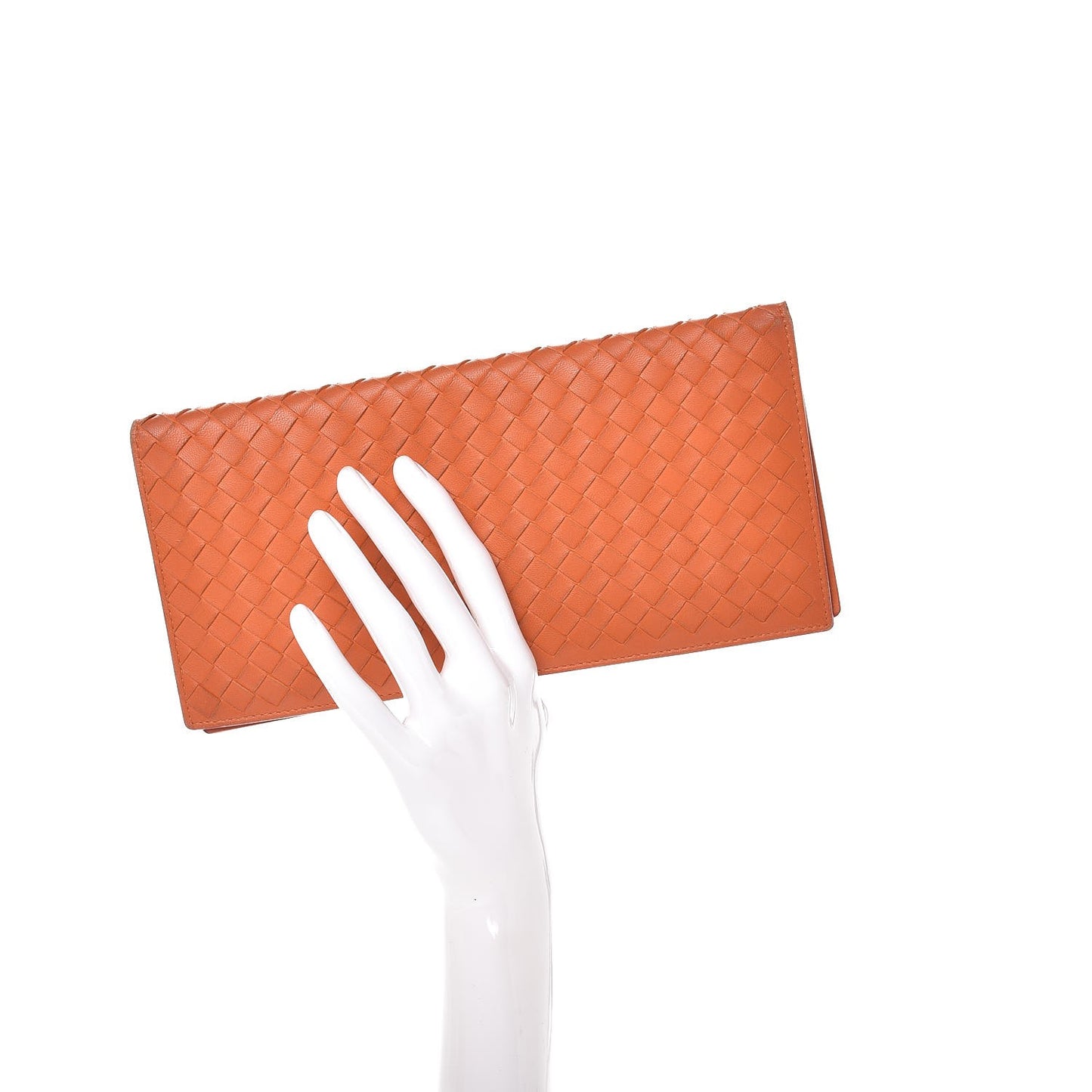 Nappa Intrecciato Long Bifold Wallet Orange
