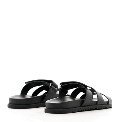 Hermes Calfskin Womens Chypre Sandals 40 Black 4 of 9