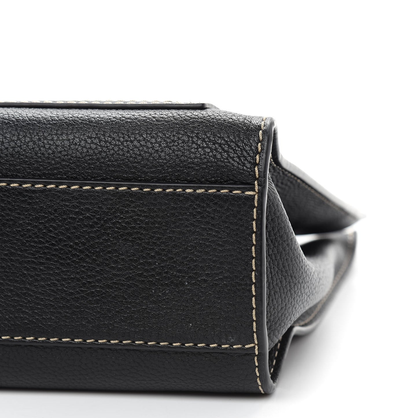 Grained Calfskin Medium Grind T Pocket Tote Black
