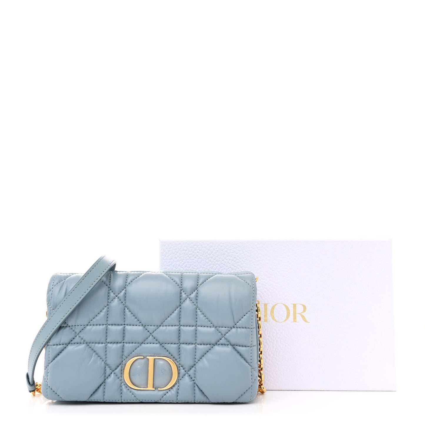 Calfskin Macrocannage Mini Caro Bag Bracing Blue