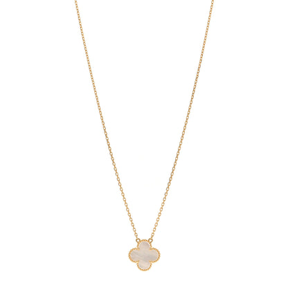Van Cleef & Arpels 18K Yellow Gold Mother of Pearl Vintage Alhambra Pendant Necklace 1 of 6