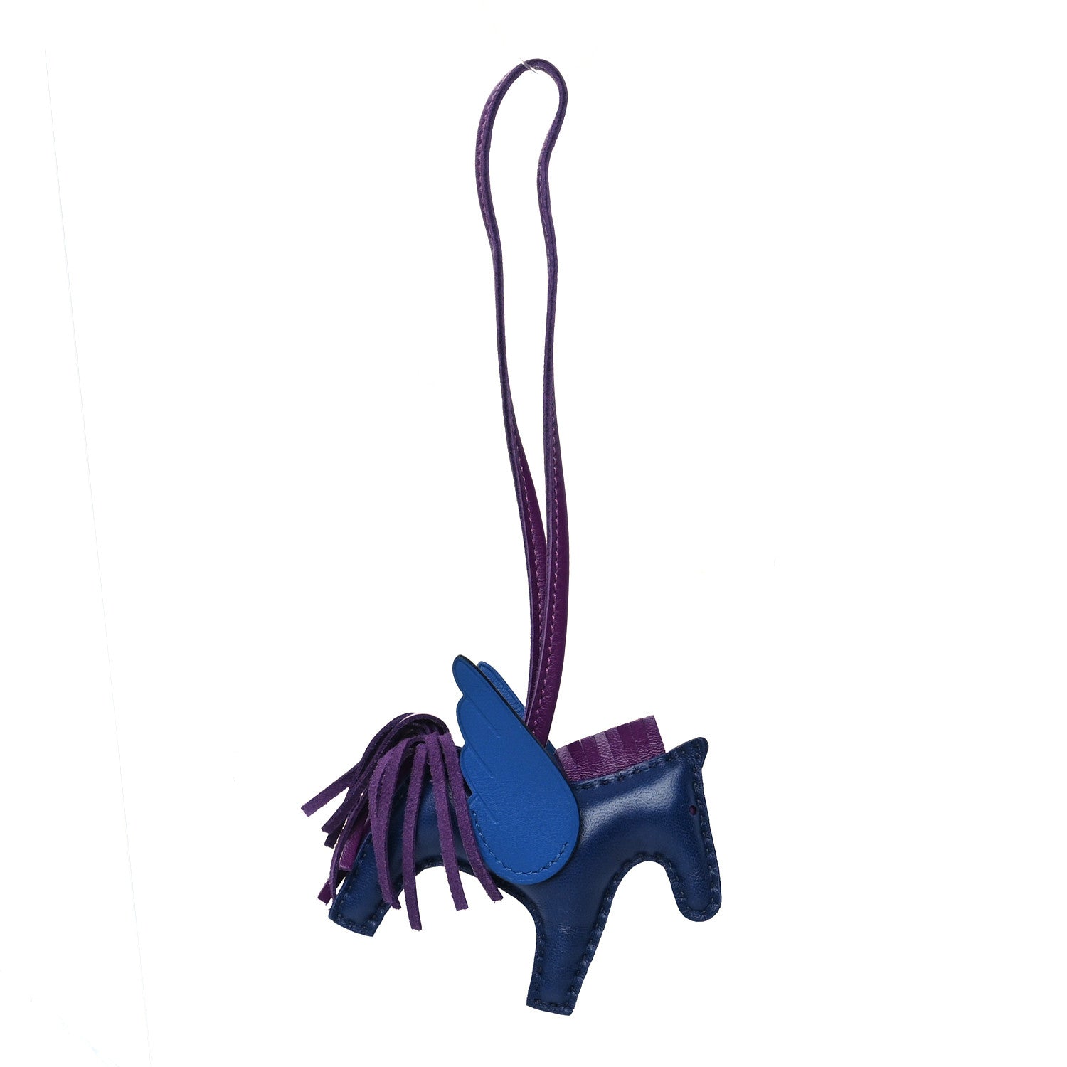 Hermes Milo Lambskin Grigri Rodeo Pegase Horse Bag Charm PM Bleu Saphir Violet Bleu France 3 of 6