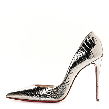 Christian Louboutin Metallo Cocco Iriza 100 Pumps 41 Platine 1 of 12