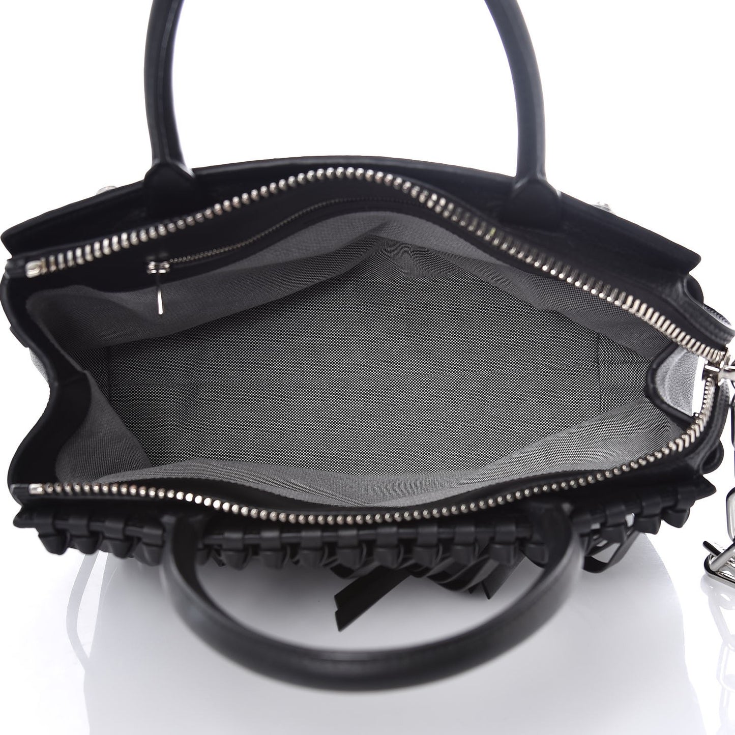Calfskin Suede Fringe Attica Tote Black