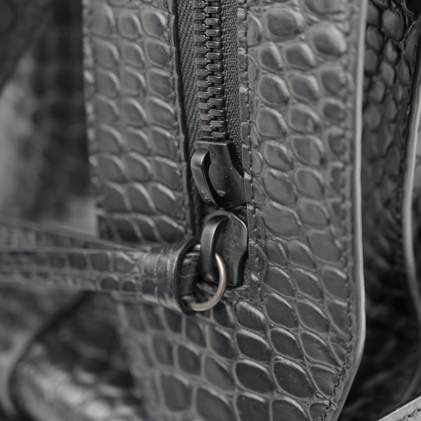 Calfskin Crocodile Embossed Neo Classic Silver Hardware Medium City Black
