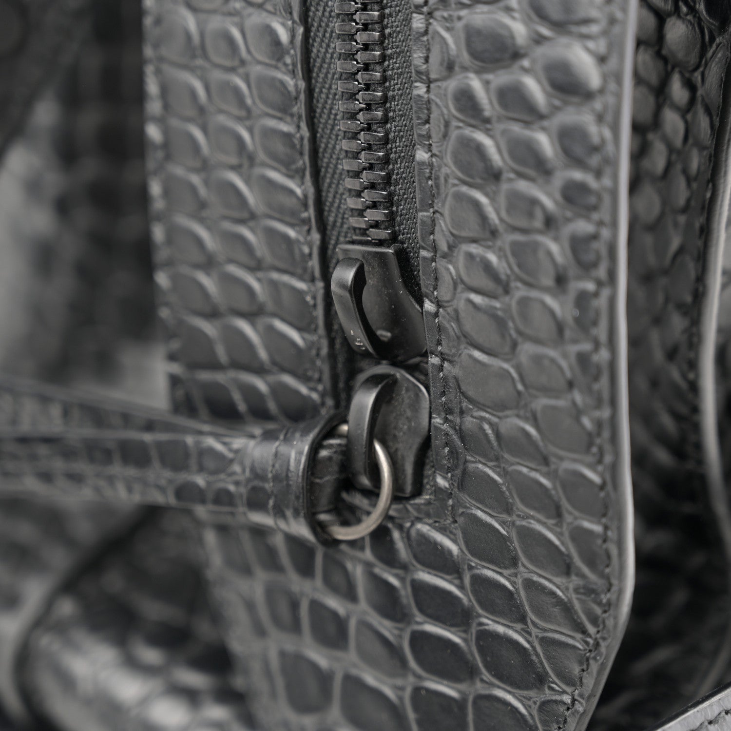 Balenciaga Calfskin Crocodile Embossed Neo Classic Silver Hardware Medium City Black 10 of 10